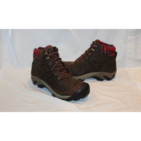 Men\'s Keen Targhee II MID Waterproof Leather Boots Brown Red Plaid NEW 12 $170